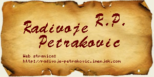 Radivoje Petraković vizit kartica
